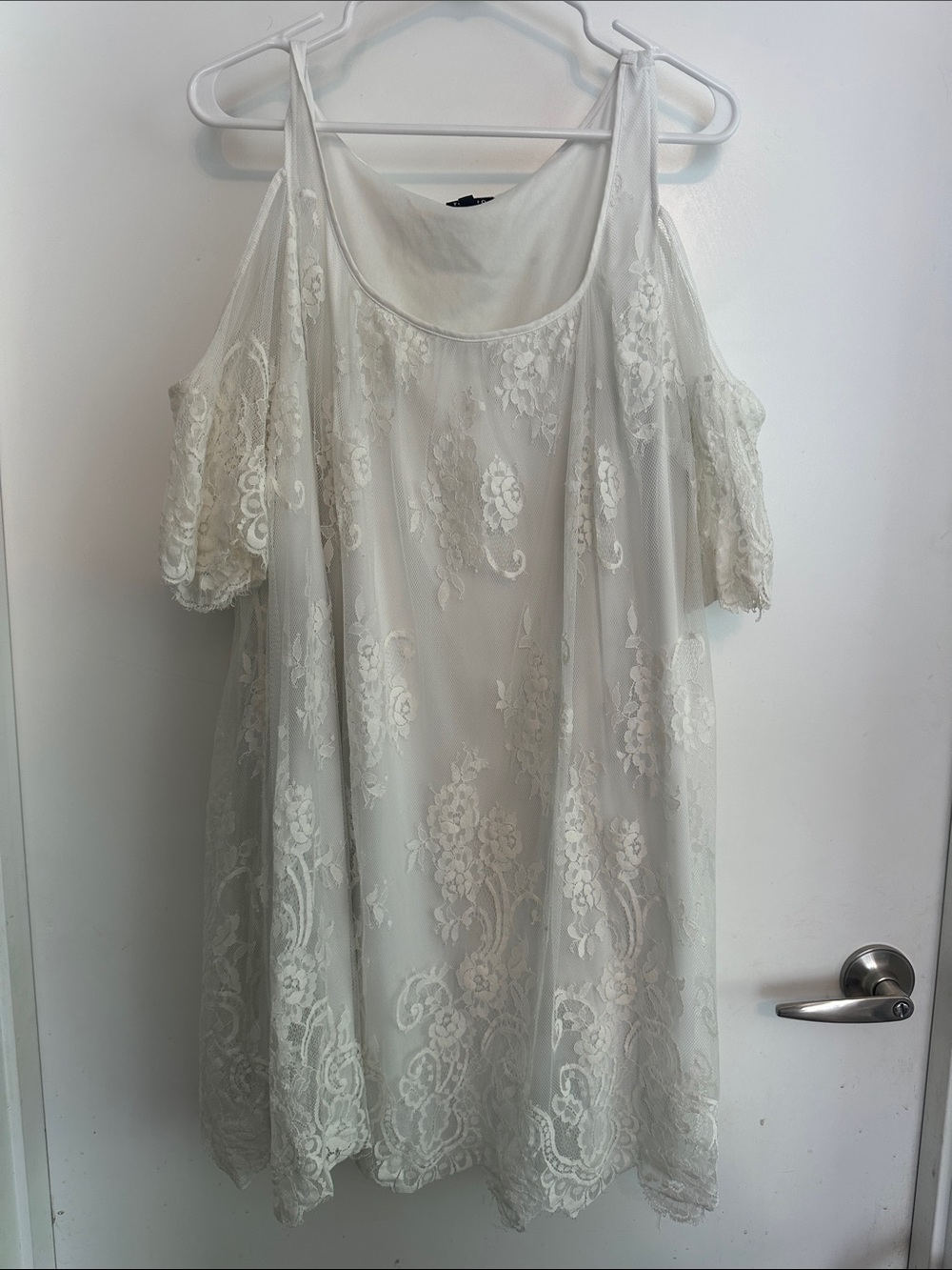 torrid White Lace Cold-Shoulder Tank Dress